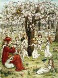 A Large Wooden Brise Fan Painted in Colours with Groups of Children at Various Pursuits-Kate Greenaway-Giclee Print