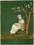 Girl in a Garden, Reading a Book-Kate Greenaway-Art Print