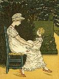 Girl in a Garden, Reading a Book-Kate Greenaway-Art Print
