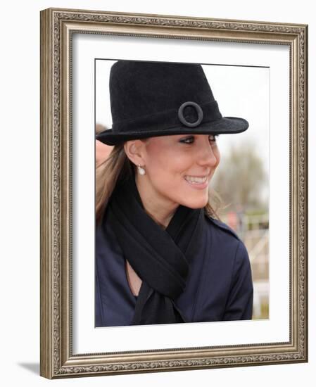 Kate Middleton arrives at Cheltenham Racecourse in Gloucstershire for the final day of racing at Na-null-Framed Photographic Print