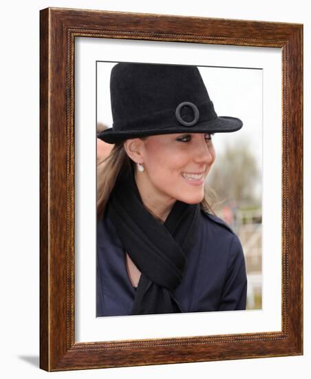 Kate Middleton arrives at Cheltenham Racecourse in Gloucstershire for the final day of racing at Na-null-Framed Photographic Print