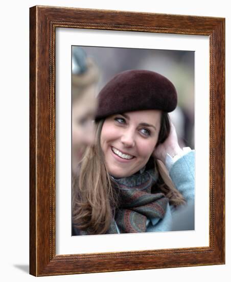 Kate Middleton in the Royal box at Cheltenham racecourse, March 16th 2007-null-Framed Photographic Print