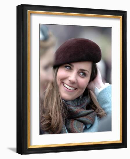 Kate Middleton in the Royal box at Cheltenham racecourse, March 16th 2007-null-Framed Photographic Print