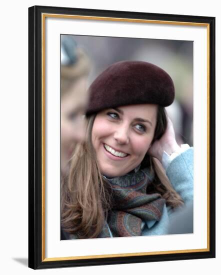 Kate Middleton in the Royal box at Cheltenham racecourse, March 16th 2007-null-Framed Photographic Print