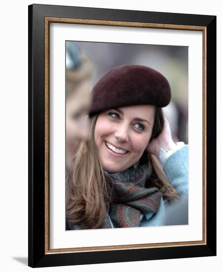 Kate Middleton in the Royal box at Cheltenham racecourse, March 16th 2007-null-Framed Photographic Print