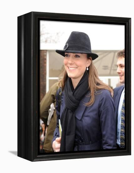 Kate Middleton, the girlfriend of Prince William, arrives at Cheltenham Racecourse in Gloucstershir-null-Framed Premier Image Canvas