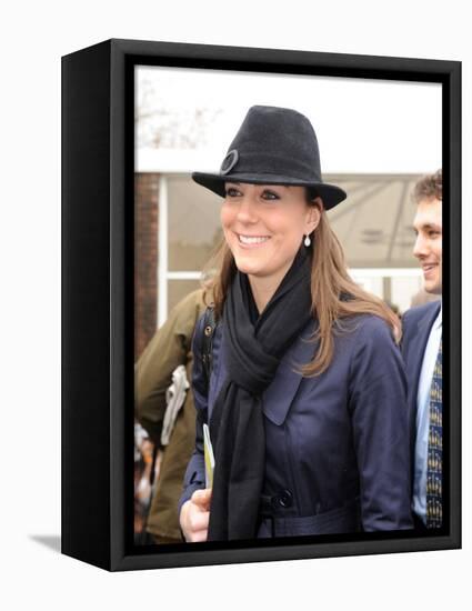 Kate Middleton, the girlfriend of Prince William, arrives at Cheltenham Racecourse in Gloucstershir-null-Framed Premier Image Canvas