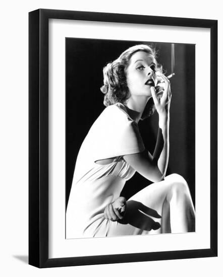 Katharine Hepburn Smoking, 1930s-null-Framed Photo