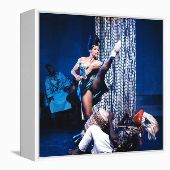 Katherine Dunham with Drummer, Ladji Camara During Sequence in Dance Revue "Bamboche"-Allan Grant-Framed Premier Image Canvas