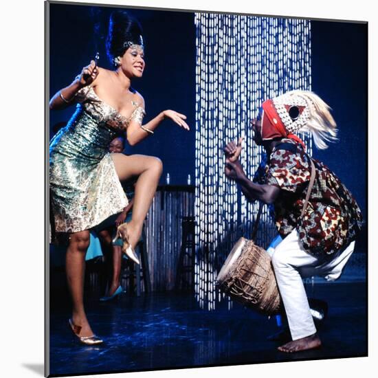 Katherine Dunham with Drummer, Ladji Camara During Sequence in Dance Revue "Bamboche"-Allan Grant-Mounted Premium Photographic Print