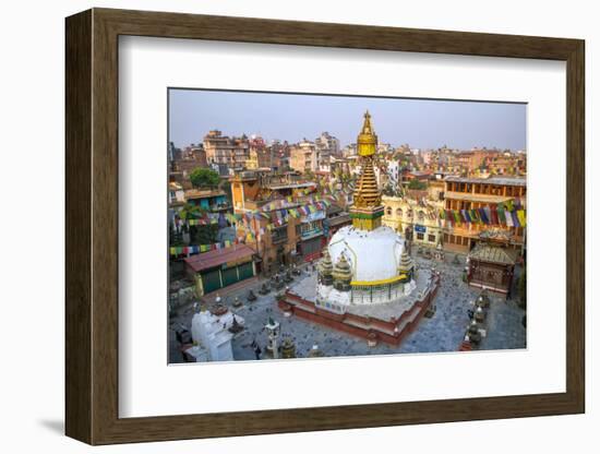 Kathesimbu Stupa with Buddha Wisdom Eyes and Prayer Colorful Flags in Kathmandu, Nepal-mazzzur-Framed Photographic Print