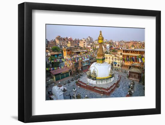 Kathesimbu Stupa with Buddha Wisdom Eyes and Prayer Colorful Flags in Kathmandu, Nepal-mazzzur-Framed Photographic Print