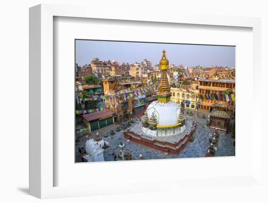 Kathesimbu Stupa with Buddha Wisdom Eyes and Prayer Colorful Flags in Kathmandu, Nepal-mazzzur-Framed Photographic Print