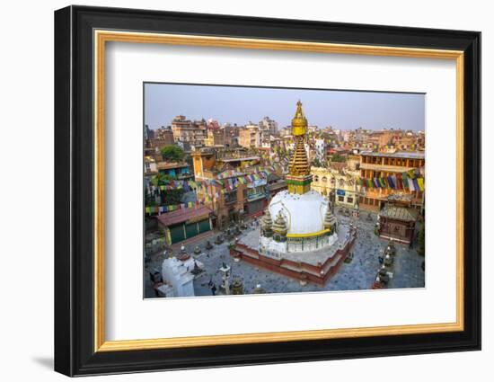 Kathesimbu Stupa with Buddha Wisdom Eyes and Prayer Colorful Flags in Kathmandu, Nepal-mazzzur-Framed Photographic Print