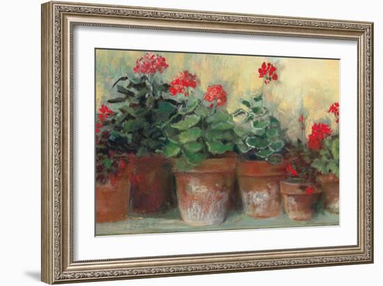 Kathleens Geraniums Crop-Carol Rowan-Framed Premium Giclee Print