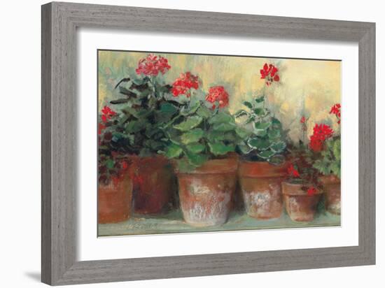 Kathleens Geraniums Crop-Carol Rowan-Framed Premium Giclee Print