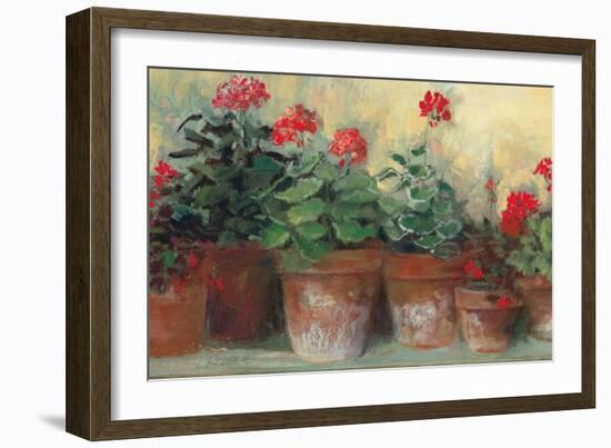 Kathleens Geraniums Crop-Carol Rowan-Framed Premium Giclee Print