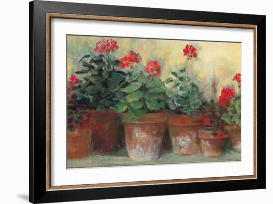 Kathleens Geraniums Crop-Carol Rowan-Framed Premium Giclee Print