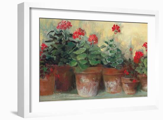 Kathleens Geraniums Crop-Carol Rowan-Framed Premium Giclee Print