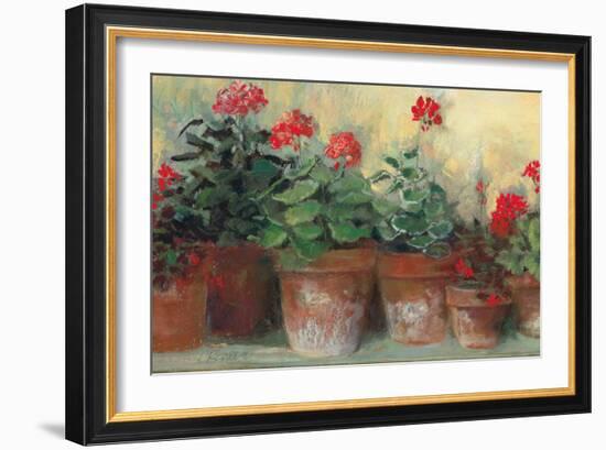 Kathleens Geraniums Crop-Carol Rowan-Framed Premium Giclee Print