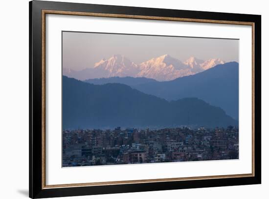 Kathmandu and Ganesh Himal range seen from Sanepa, Nepal, Himalayas, Asia-Alex Treadway-Framed Photographic Print