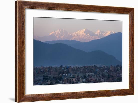 Kathmandu and Ganesh Himal range seen from Sanepa, Nepal, Himalayas, Asia-Alex Treadway-Framed Photographic Print