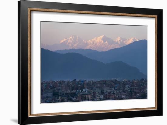 Kathmandu and Ganesh Himal range seen from Sanepa, Nepal, Himalayas, Asia-Alex Treadway-Framed Photographic Print
