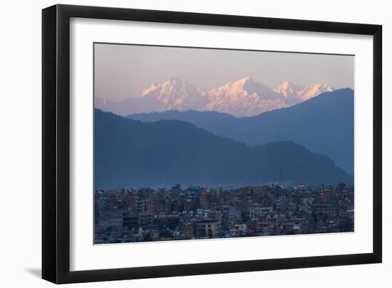 Kathmandu and Ganesh Himal range seen from Sanepa, Nepal, Himalayas, Asia-Alex Treadway-Framed Photographic Print