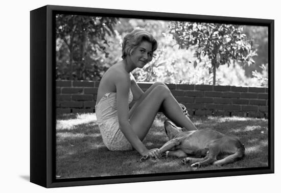 Kathy Jenkins, 17, with Her Dog, Kentfield, California, 1960-Allan Grant-Framed Premier Image Canvas