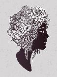 Hand Drawn Beautiful Artwork of a Girl Head with Decorative Hair and Romantic Flowers on Her Head.-Katja Gerasimova-Art Print