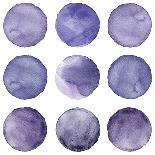 Watercolor Circles Collection Gray and Navy Blue Colors. Watercolor Stains Set Isolated on White Ba-Katsiaryna Chumakova-Framed Stretched Canvas