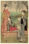 Parody Showing a Beauty in the Place of Guan Yu with His Attendant, C.1790-Katsukawa Shuncho-Giclee Print