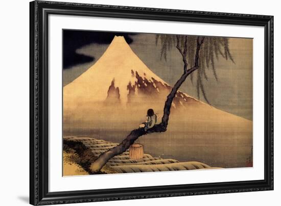 Katsushika Hokusai A Boy in front of Fujiama-Katsushika Hokusai-Framed Art Print