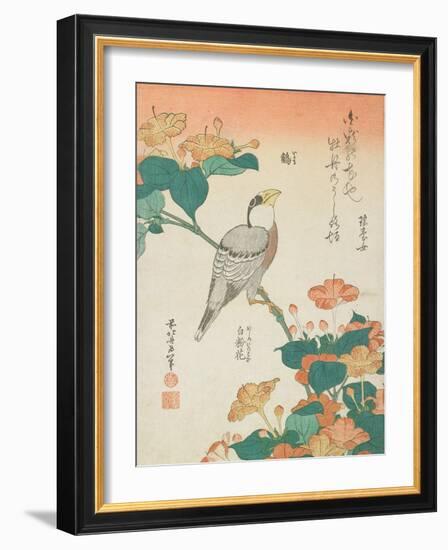 Katsushika Hokusai Flowers & Bird II-Katsushika Hokusai-Framed Art Print