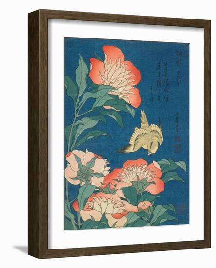 Katsushika Hokusai Flowers & Bird III-Katsushika Hokusai-Framed Art Print