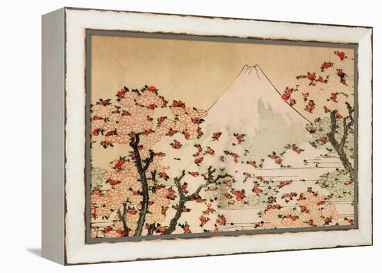 Katsushika Hokusai Mount Fuji Behind Cherry Trees and Flowers-Katsushika Hokusai-Framed Stretched Canvas