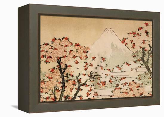 Katsushika Hokusai Mount Fuji Behind Cherry Trees and Flowers-Katsushika Hokusai-Framed Stretched Canvas