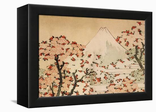 Katsushika Hokusai Mount Fuji Behind Cherry Trees and Flowers-Katsushika Hokusai-Framed Stretched Canvas