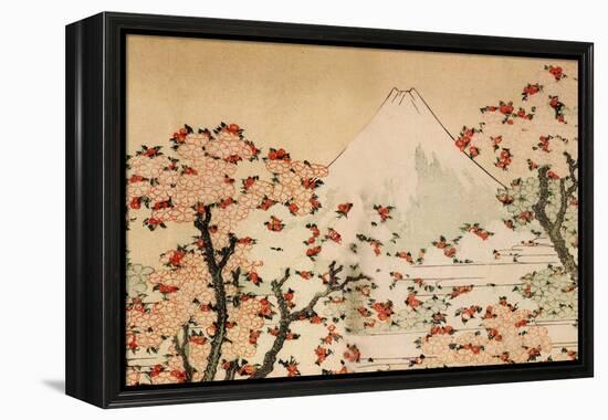 Katsushika Hokusai Mount Fuji Behind Cherry Trees and Flowers-Katsushika Hokusai-Framed Stretched Canvas