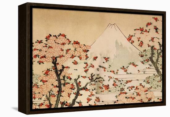 Katsushika Hokusai Mount Fuji Behind Cherry Trees and Flowers-Katsushika Hokusai-Framed Stretched Canvas