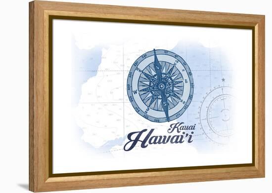 Kauai, Hawaii - Compass - Blue - Coastal Icon-Lantern Press-Framed Stretched Canvas