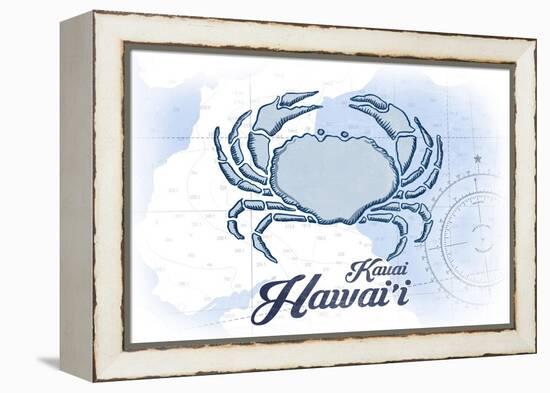 Kauai, Hawaii - Crab - Blue - Coastal Icon-Lantern Press-Framed Stretched Canvas