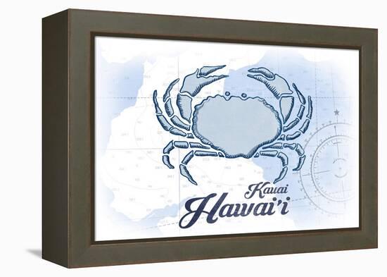 Kauai, Hawaii - Crab - Blue - Coastal Icon-Lantern Press-Framed Stretched Canvas