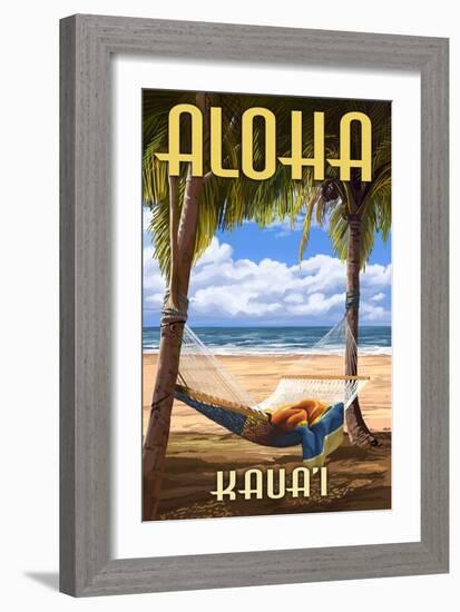 Kauai, Hawaii - Hammock Scene-Lantern Press-Framed Art Print