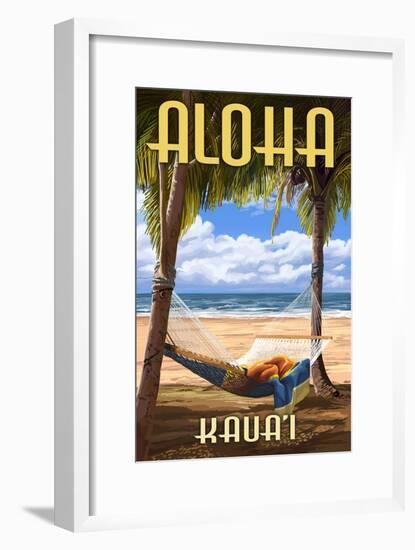 Kauai, Hawaii - Hammock Scene-Lantern Press-Framed Art Print