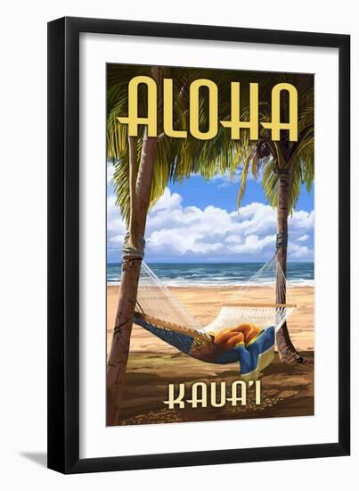 Kauai, Hawaii - Hammock Scene-Lantern Press-Framed Art Print