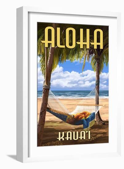 Kauai, Hawaii - Hammock Scene-Lantern Press-Framed Art Print