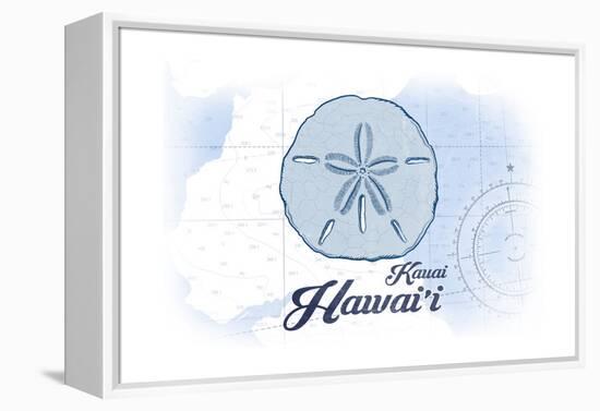 Kauai, Hawaii - Sand Dollar - Blue - Coastal Icon-Lantern Press-Framed Stretched Canvas