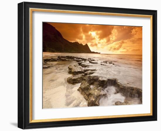 Kauai, Hawaii: Sunset on Tunnels Beach-Ian Shive-Framed Photographic Print