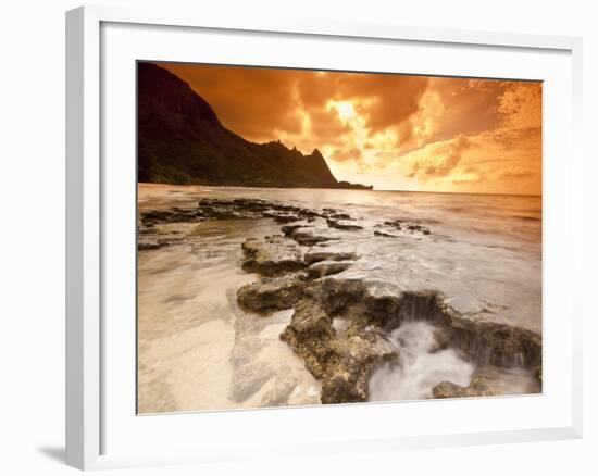 Kauai, Hawaii: Sunset on Tunnels Beach-Ian Shive-Framed Photographic Print